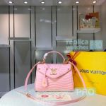  Copy L---V Wave Top Handle Pink Leather Ladies Bag